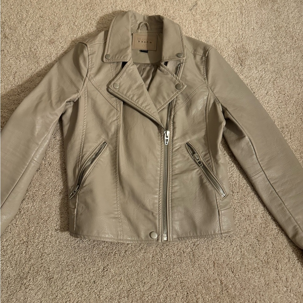 Blank NYC beige leather jacket